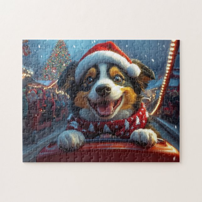 Australian Cattle Dog Roller Coaster Christmas Jigsaw Puzzle (Horizontal)
