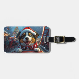 Australian Cattle Dog Roller Coaster Christmas Luggage Tag