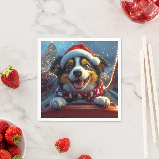 Australian Cattle Dog Roller Coaster Christmas Napkins (Insitu)