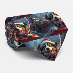 Australian Cattle Dog Roller Coaster Christmas Neck Tie