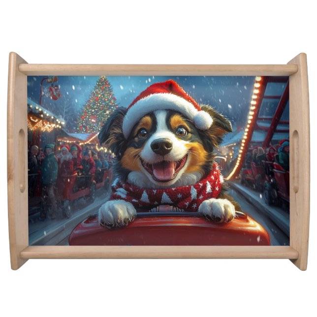 Australian Cattle Dog Roller Coaster Christmas Serving Tray (Front)
