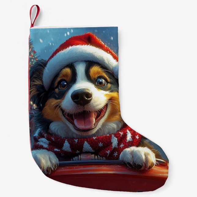 Australian Cattle Dog Roller Coaster Christmas Small Christmas Stocking (Front)