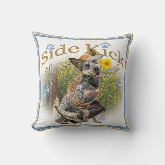 Australian Cattle Dog Side Kick Throw Pillow (Front)