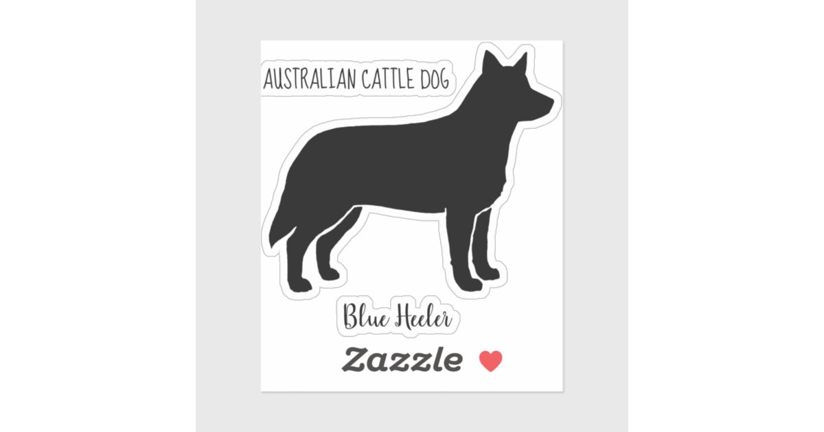 Australian Cattle Dog Silhouette Blue Heeler Vinyl Sticker Zazzle Com