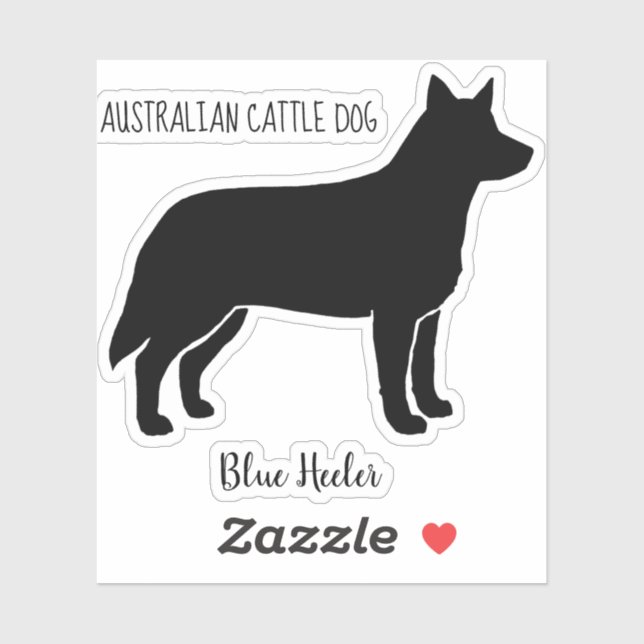 Australian Cattle Dog Silhouette Blue Heeler Vinyl Sticker (Sheet)