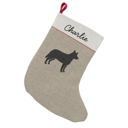 Australian Cattle Dog Silhouette Heeler Holiday Small Christmas Stocking