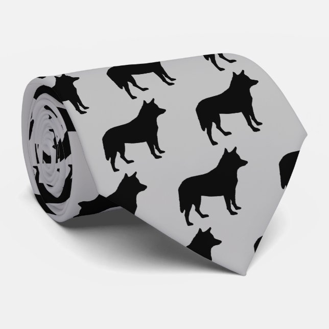Australian Cattle Dog Silhouette Neck Tie (Rolled)