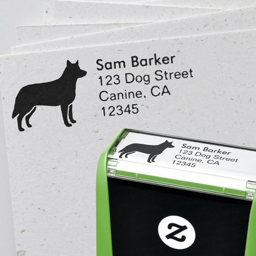 Australian Cattle Dog Silhouette Return Address Self_inking Stamp