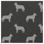 Australian Cattle Dog Silhouettes Grey and Black Fabric