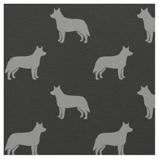 Australian Cattle Dog Silhouettes Grey and Black Fabric