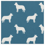 Australian Cattle Dog Silhouettes Heelers Blue Fabric
