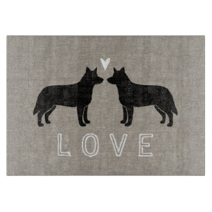 Australian Cattle Dog Silhouettes Love Cutting Board
