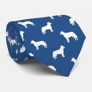 Australian Cattle Dog Silhouettes Pattern Blue Tie