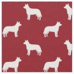 Australian Cattle Dog Silhouettes Red and White Fabric