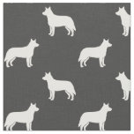 Australian Cattle Dog Silhouettes White and Grey Fabric