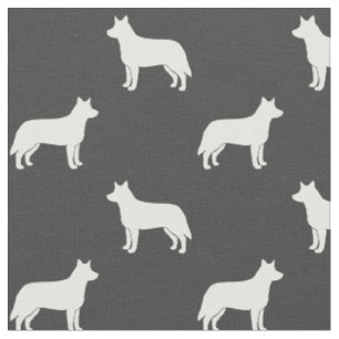 Australian Cattle Dog Silhouettes White and Grey Fabric