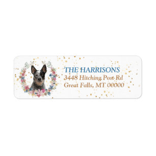 Australian Cattle Dog Spring Flowers Wreath Label