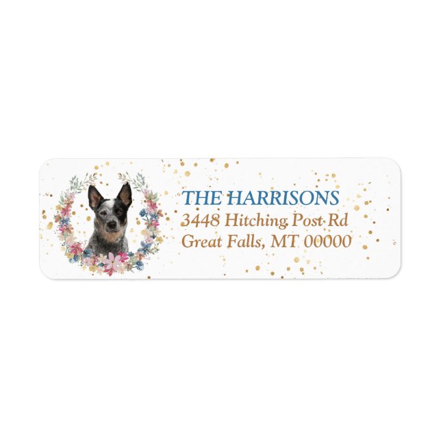 Australian Cattle Dog Spring Flowers Wreath Label (Front)