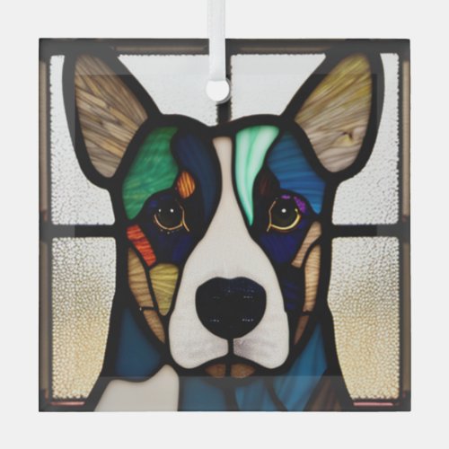 Australian Cattle Dog Stained Glass  Glass Ornament