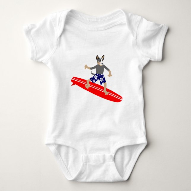 Australian Cattle Dog Surfer Baby Bodysuit (Front)