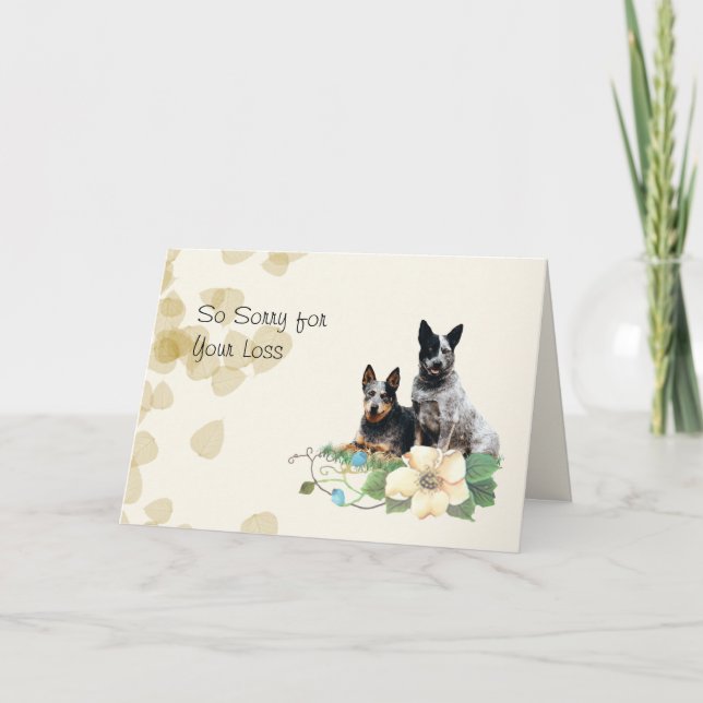 Australian Cattle Dog, Tan Leaves Sympathy Card (Front)