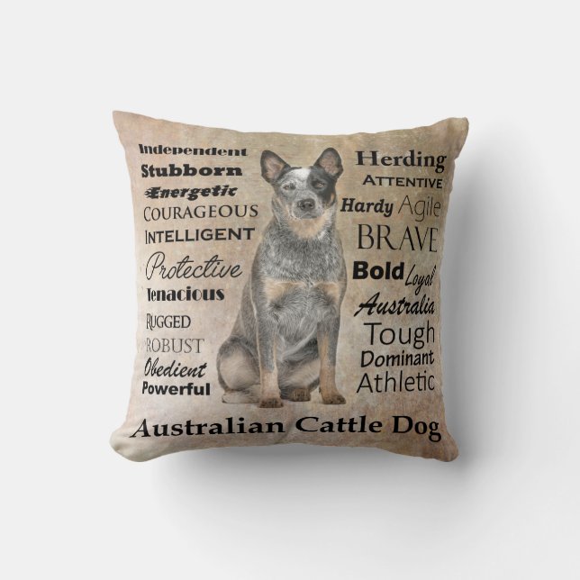 Australian Cattle Dog Traits Pillow (Front)