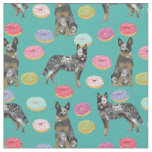 australian cattle dog turquoise donuts fabric