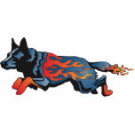 Australian Cattle Dog - Unsafe at any Speed Statuette<br><div class="desc">This pin with racing flames was designed by North Carolina artists Ann LePere and Susan Phillips. Unsafe at any Speed aptly describes the energy and drive of our beloved cattle dogs when they're in need of exercise.</div>