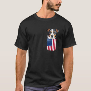 Australian Cattle Dog USA Flag Patriotic 4th of Ju T-Shirt