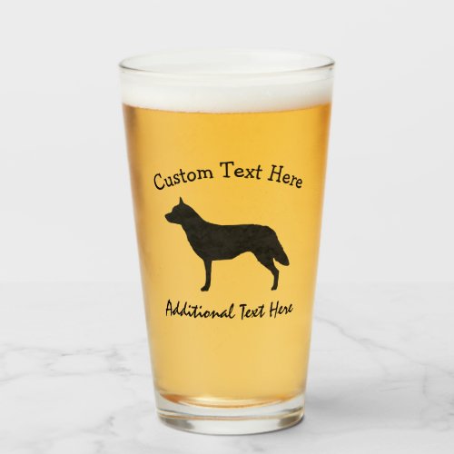 Australian Cattle Dog Watercolor Silhouette Glass