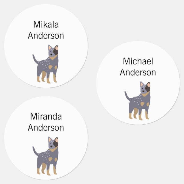 Australian Cattle Dog waterproof name labels  (Group)