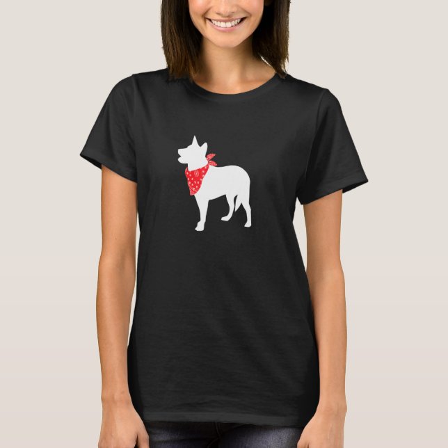 Australian Cattle Dog Wearing Red Bandana T-Shirt (Front)