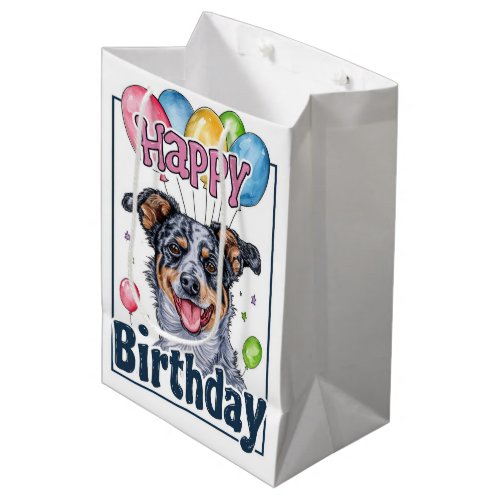 Australian Cattle Dog with Balloons Birthday Medium Gift Bag
