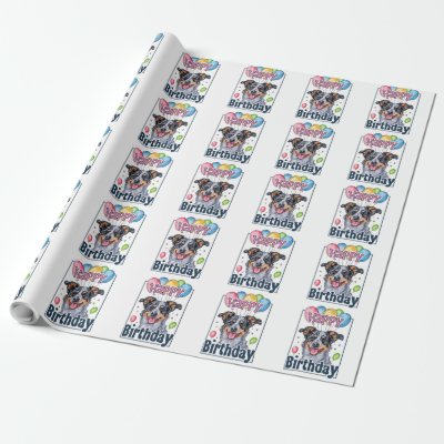 Australian Cattle Dog with Balloons Birthday Wrapping Paper