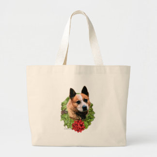 Australian Cattle Dog Wreath Large Tote Bag