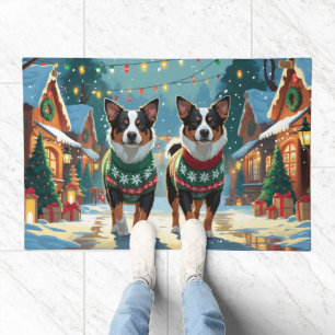 Australian Cattle Dogs Christmas Snow Holiday Doormat
