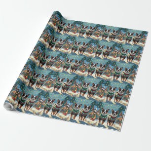 Australian Cattle Dogs Christmas Snow Holiday Wrapping Paper