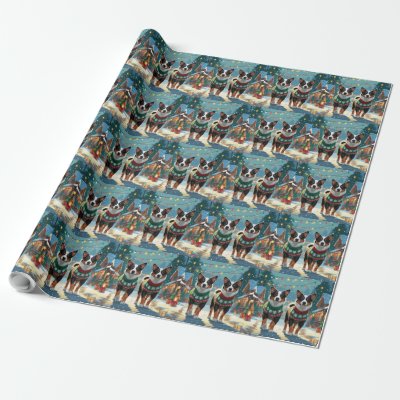 Australian Cattle Dogs Christmas Snow Holiday Wrapping Paper