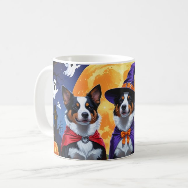 Australian Cattle Dogs Pumpkin Halloween Funny Coffee Mug (Front Left)