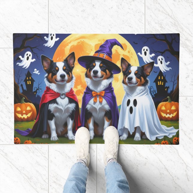 Australian Cattle Dogs Pumpkin Halloween Funny Doormat (Indoor)