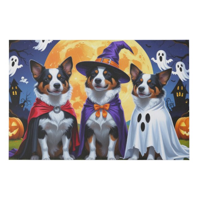 Australian Cattle Dogs Pumpkin Halloween Funny Faux Canvas Print (Front)