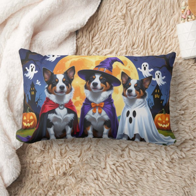 Australian Cattle Dogs Pumpkin Halloween Funny Lumbar Pillow (Blanket)