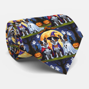 Australian Cattle Dogs Pumpkin Halloween Funny Neck Tie