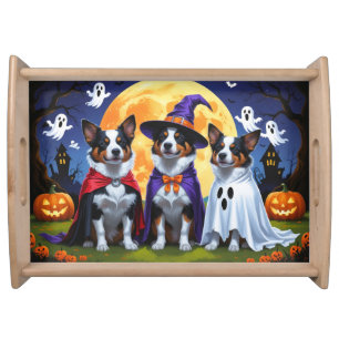 Australian Cattle Dogs Pumpkin Halloween Funny Serving Tray