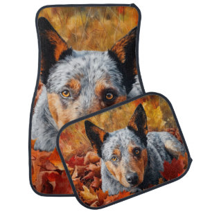 Australian Cattle  in Autumn Leaves Fall Inspire  Car Floor Mat