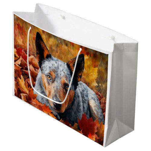 Australian Cattle  in Autumn Leaves Fall Inspire  Large Gift Bag