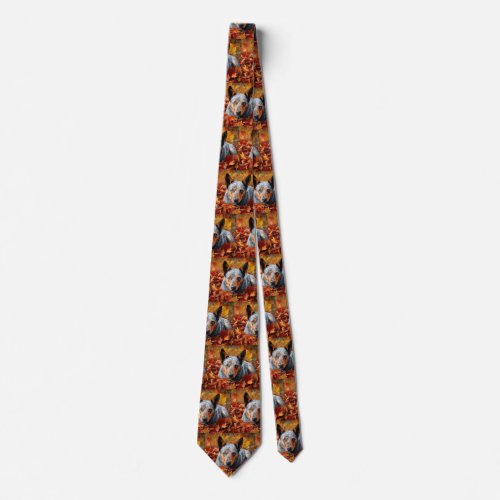 Australian Cattle  in Autumn Leaves Fall Inspire  Neck Tie