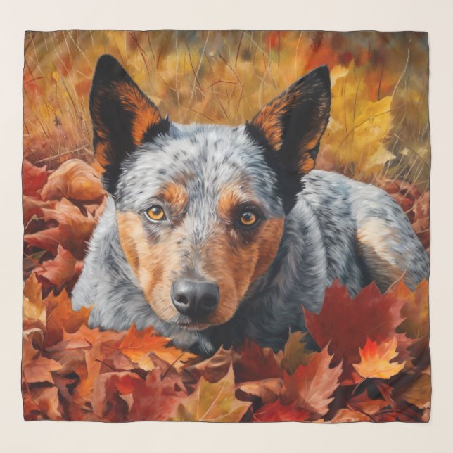 Australian Cattle  in Autumn Leaves Fall Inspire  Scarf (Front)