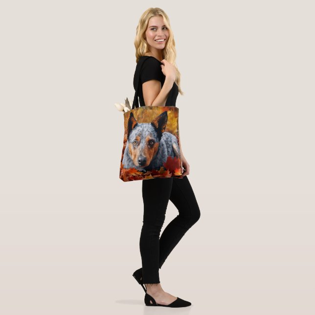 Australian Cattle  in Autumn Leaves Fall Inspire  Tote Bag (On Model)