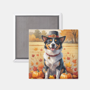 Australian Cattle in Autumn Leaves Thanksgiving  Magnet